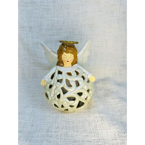 QVC Christmas Decor Porcelain ANGEL Luminary with Flameless Candle, Battery Oper - Picture 1 of 10